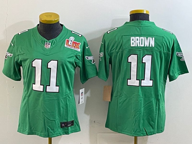 Women Philadelphia Eagles #11 Brown Green three generations 2025 Nike Vapor Limited NFL Jersey style 2->women nfl jersey->Women Jersey